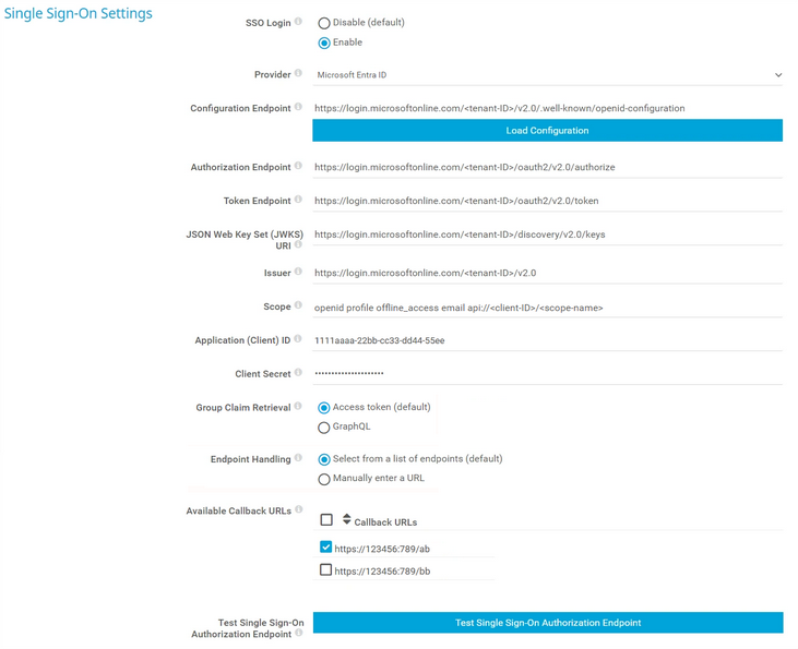 Single Sign-On Settings